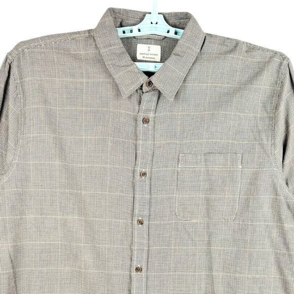 Mutual Weave Mens Long Sleeve Buttons Collared Flax Houndstooth Shirt Sz XXL NWT - Picture 3 of 8
